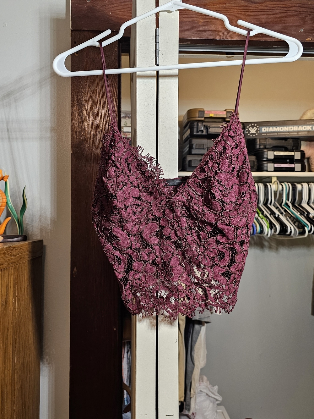 Zara Burgundy Lace Cropped Cami
